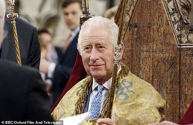 King Charles at his Coronation rehearsal in Westminster Abbey