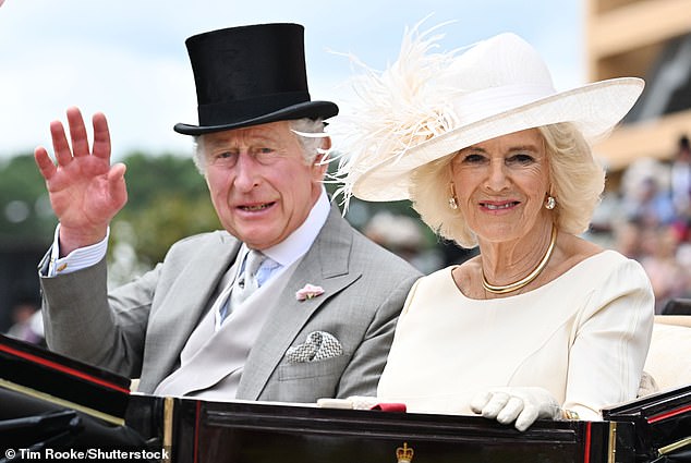 King Charles III and Queen Camilla at the Royal Ascot on June 24 this year