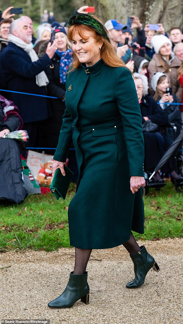 Sarah Ferguson was all smiles as she attended the Christmas Morning Service at Sandringham Chruch