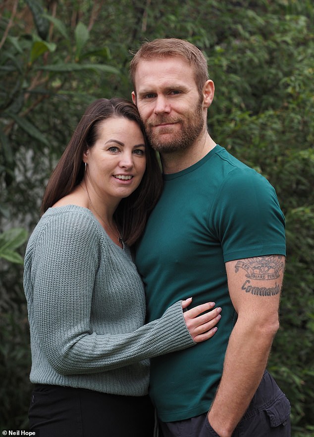 Mark is pictured with his loving wife Becky, who has stood by his side loyally since he was injured