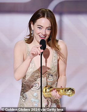 Emma Stone triumphed as she earned Best Performance by a Female Actor in a Motion Picture – Musical or Comedy