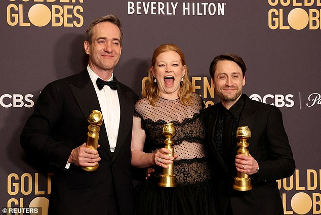 Meanwhile Succession nearly swept the television drama categories including Best Television Series - Drama and individual honors for Matthew Macfadyen, Sarah Snook, and Kieren Culkin (pictured left to right)