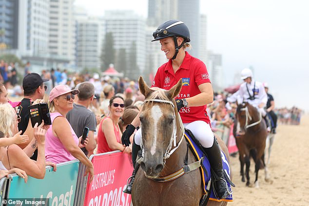 To the sea! Magic Millions ambassadors Nacho Figueras, Billy Slater, Delfina Blaquier and Zara Tindall during the Magic Millions Barrier Draw