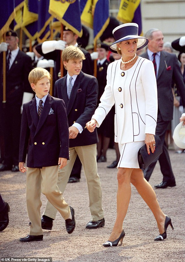 Diana, the late Princess of Wales, pictured with Prince William and Prince Harry in August 1995