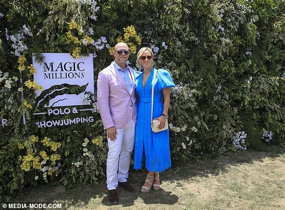 Zara and Mike Tindall arrive for the 2023 Magic Millions Polo and Showjumping on the Gold Coast