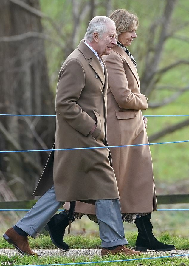 Charles attends a Sunday  church service at St Mary Magdalene Church in Sandringham on January 7. The King will be in hospital next week for a procedure on his prostate