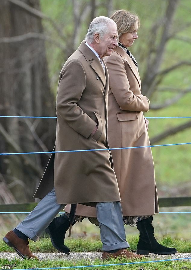 Charles attends a Sunday church service at St Mary Magdalene Church in Sandringham on January 7