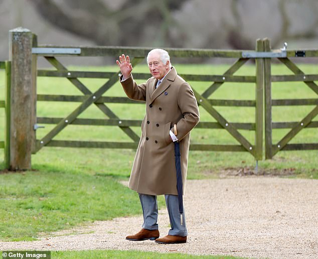 The 75-year-old monarch will undergo surgery on an enlarged prostate next week and is currently resting at the Sandringham estate (pictured on January 7)