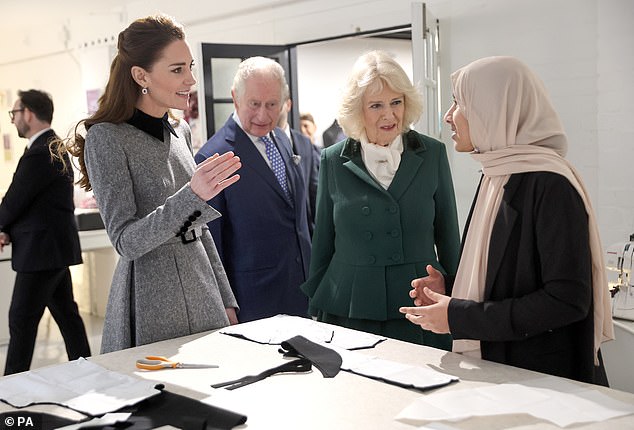 The Royal family has been hit by a double health woe this week with it also being announced Kate Middleton went under the knife for abdominal surgery (the Princess of Wales is pictured with Charles and Camilla in 2022)