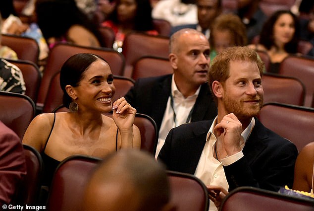 The Duke and Duchess of Sussex turned heads as they posed for photos and shook hands with actors last night