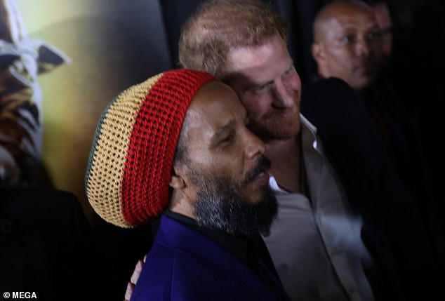 Prince Harry and Bob Marley's son Ziggy Marley at the premiere of Bob Marley: One Love