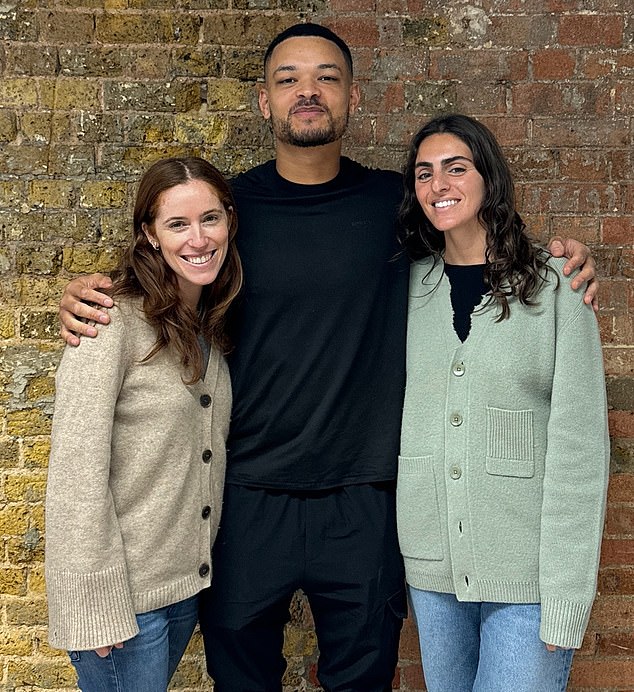 Dragons' Den's Steven Bartlett with Kimai's Co-founders Jessica Warch and Sidney Neuhaus after investing £250,000 in their business