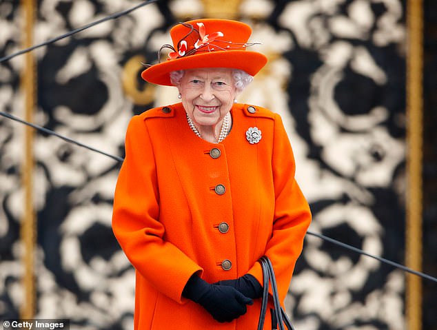 The Queen wore her Nizam of Hyderabad diamond rose brooch with Angela Kelly burnt orange outfit for the launch of the Queen's Baton Relay for the 2022 Commonwealth Games in Birmingham