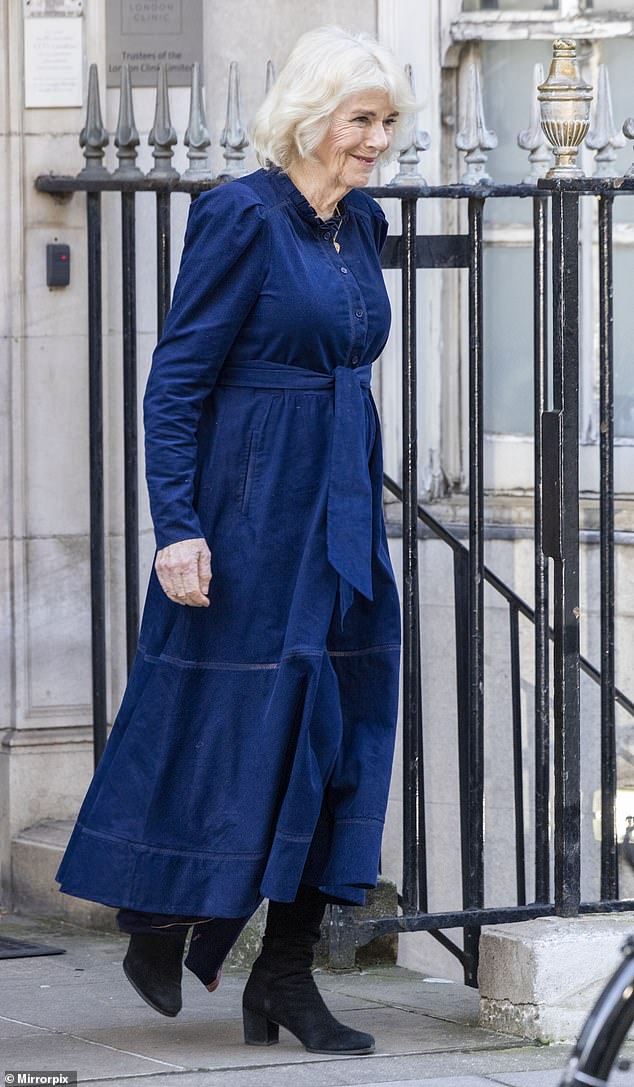 Queen Camilla leaving the London Clinic where husband King Charles III was treated for an enlarged prostate gland