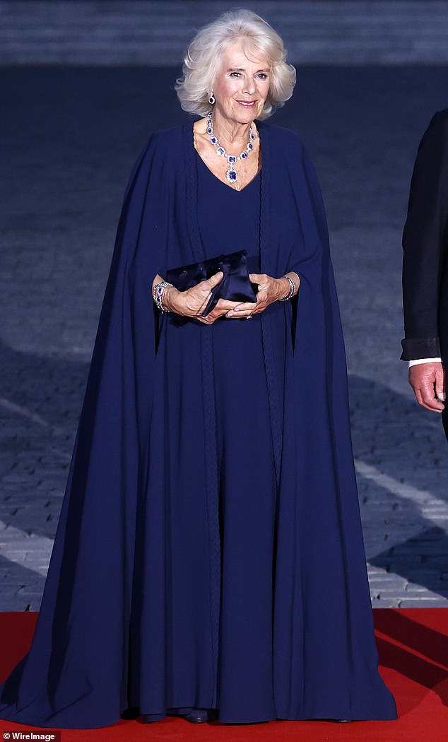 The Queen's piece de resistance was this Dior gown in Paris - easily her best style moment to date