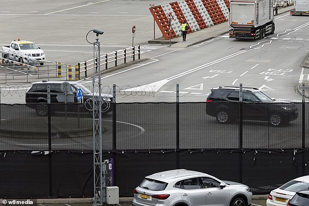 The Prince -who travelled on the overnight 11 hour flight without his wife Meghan - was met off the plane by a convoy of cars