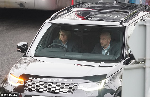 The Duke of Sussex arrives in a car at the Windsor Suite at Heathrow Airport this afternoon