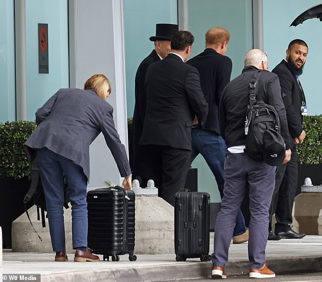 The Duke of Sussex arrives at the Windsor Suite at London Heathrow Airport this afternoon