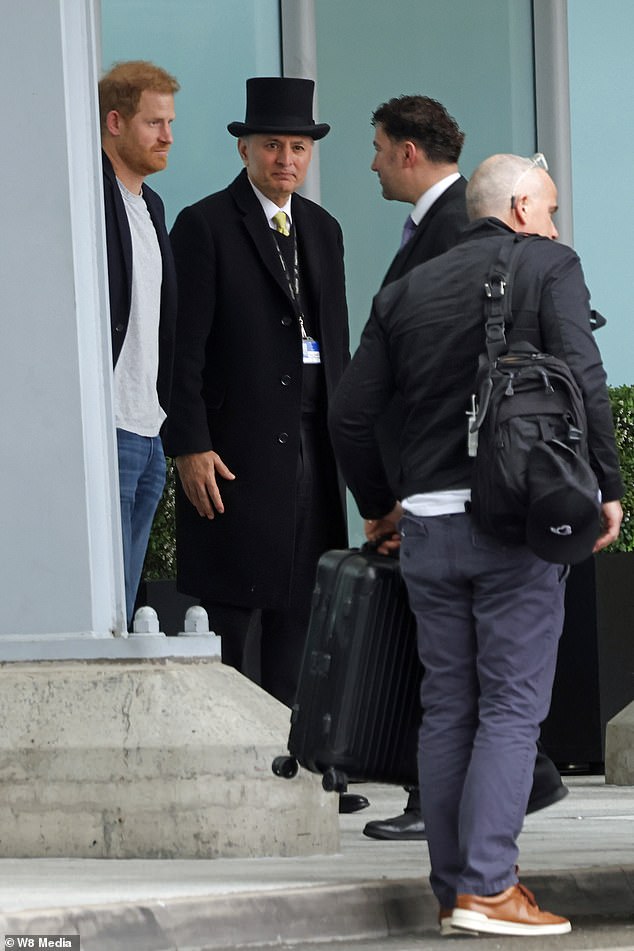 The Duke of Sussex arrives at the Windsor Suite at London Heathrow Airport this afternoon