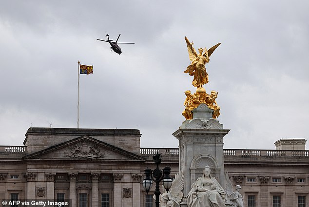 A helicopter was pictured landing at Buckingham Palace to take Charles back to Sandringham