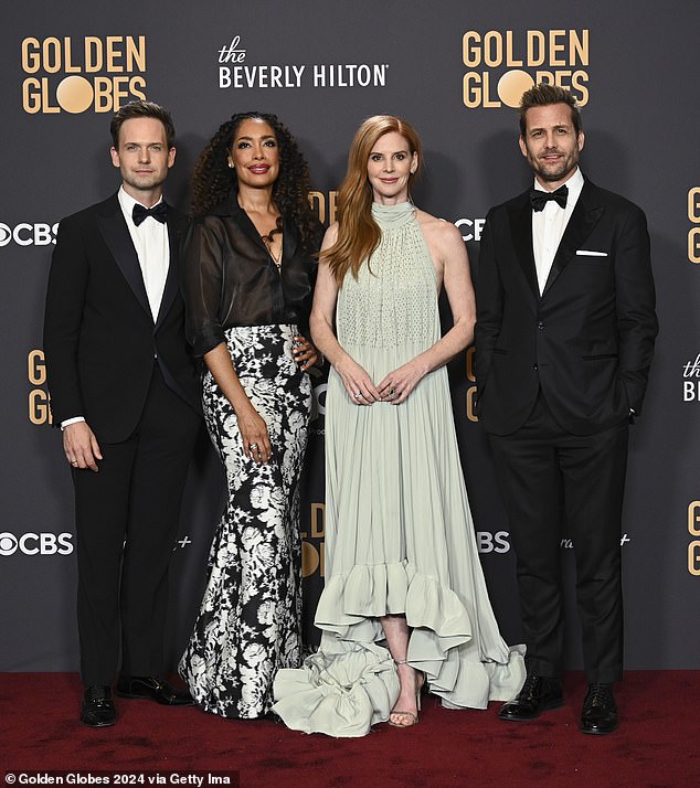 Many of the original Suits stars reunited at the Golden Globes earlier in January , including Patrick, Gina Torres, Sarah Rafferty, and Gabriel Macht