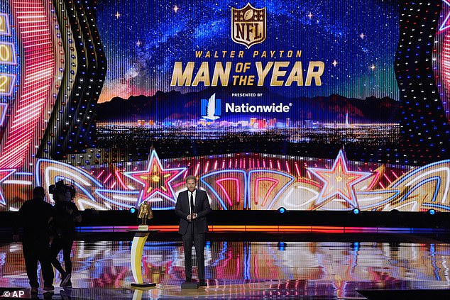 He made a shock appearance at the 2024 NFL Honors ceremony at the Resorts World Theater in Las Vegas on Thursday evening