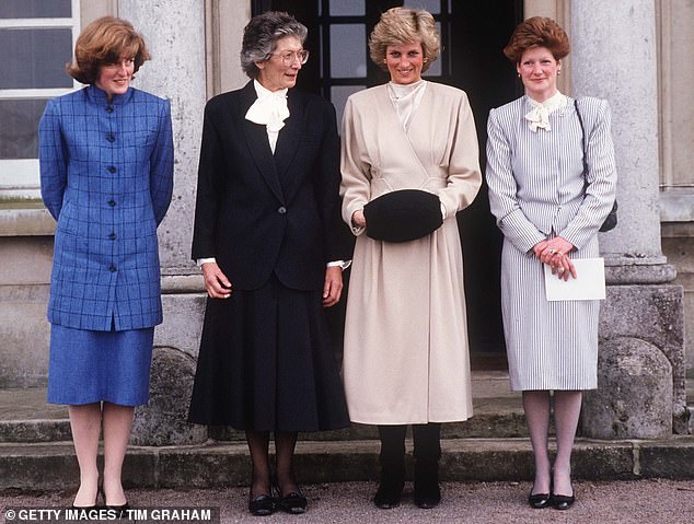 The three Spencer sisters with their former headmistress while visiting their old school, West Heath, in Kent