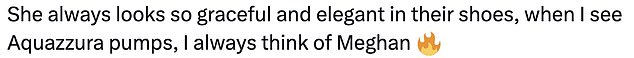 Social media users took to X, formerly Twitter, to share their thoughts on Meghan's feature in Aquazurra's latest advert