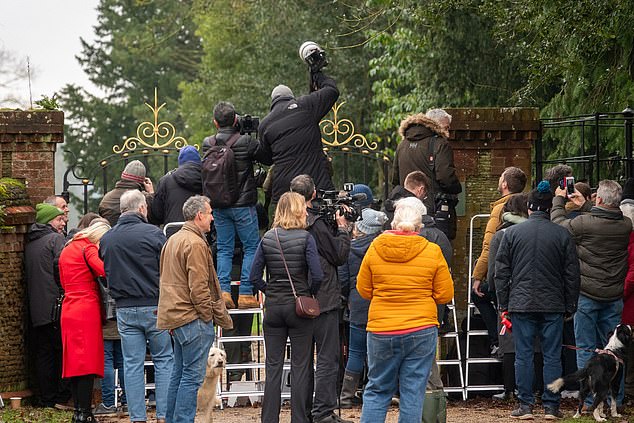 More than a hundred people gathered on the Norfolk estate today to try and catch a glimpse of the King and Queen