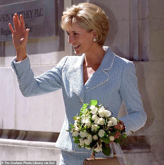 Meghan's watch was originally owned by Prince Harry's late mother Princess Diana, who is seen wearing it on her wrist at an engagement at the British Lung Foundation in London in 1997