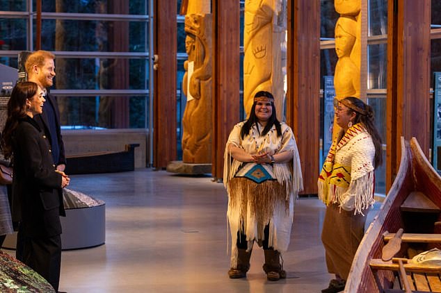 The Duke and Duchess of Sussex toured the Squamish Lil¿wat Cultural Centre with Youth Ambassadors, Chief Nelson and Wilson Williams yesterday evening