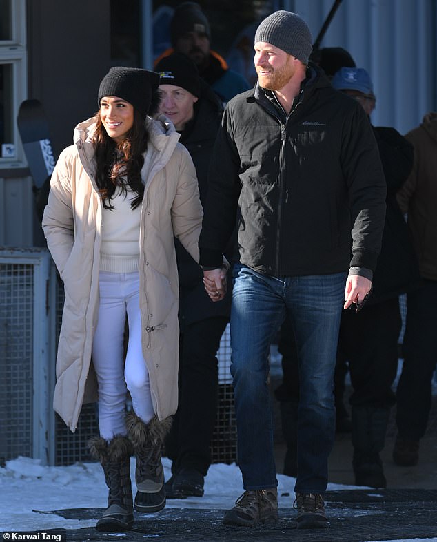 Meghan Markle would not be called Meghan Sussex if she had not come to Britain and chosen to get married in an ostentatious ceremony at Windsor. Pictured in Canada yesterday