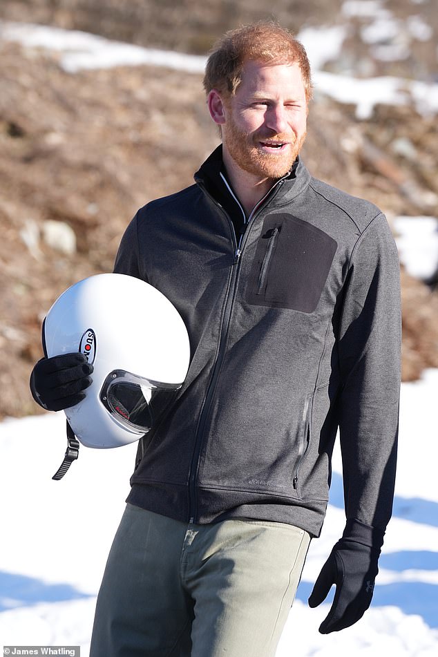 The Duke of Sussex enjoyed not one but two goes around the skeleton track before rejoining his wife and departing the venue for Vancouver, where they are expected to appear tomorrow