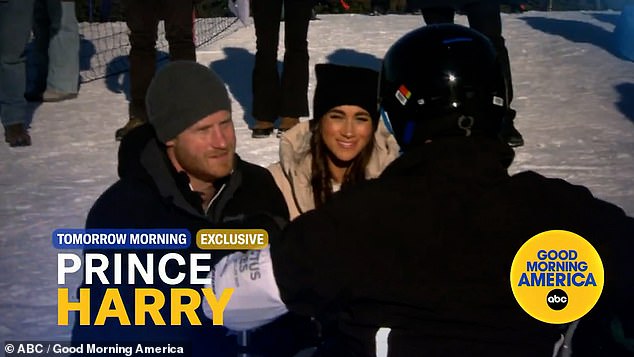 The interview was shot as the couple enjoyed a spot of winter activities in Whistler, Canada