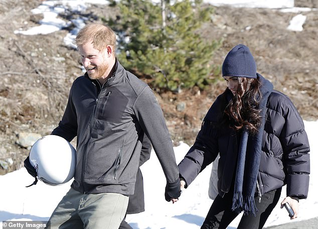 Harry appeared in great spirits after completing his attempt at the skeleton race yesterday