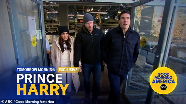 Meghan Markle, Prince Harry and Will Reeve are seen in a trailer for the GMA interview today