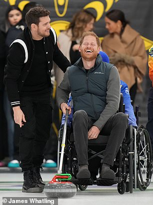 The Duke looked happy and carefree during the curling session - which came just hours after his latest tell-all interview aired on Good Morning America