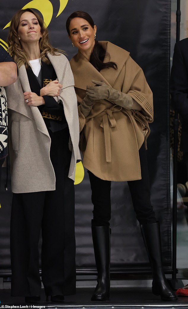 She was joined by Michael Buble's wife Luisana Lopilato, with both women cheering on their husbands as they went head-to-head on the ice