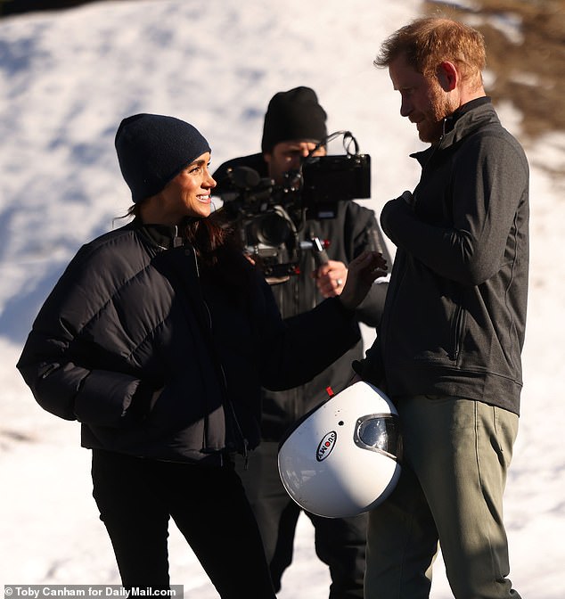 The couple had a chat as film crews followed them around in Whistler