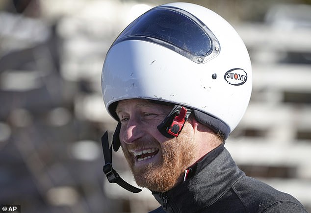 During his time in Whistler, the Prince enjoyed a thrill-filled ride around a skeleton bobsled track, where he reached speeds of 61mph