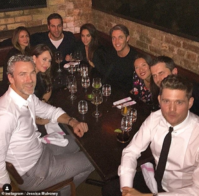 In 2015, Jessica  posted a photo of her 'solid dinner crew'. Michael Buble is pictured at the head of the table while Meghan sits next to Brian Mulroney