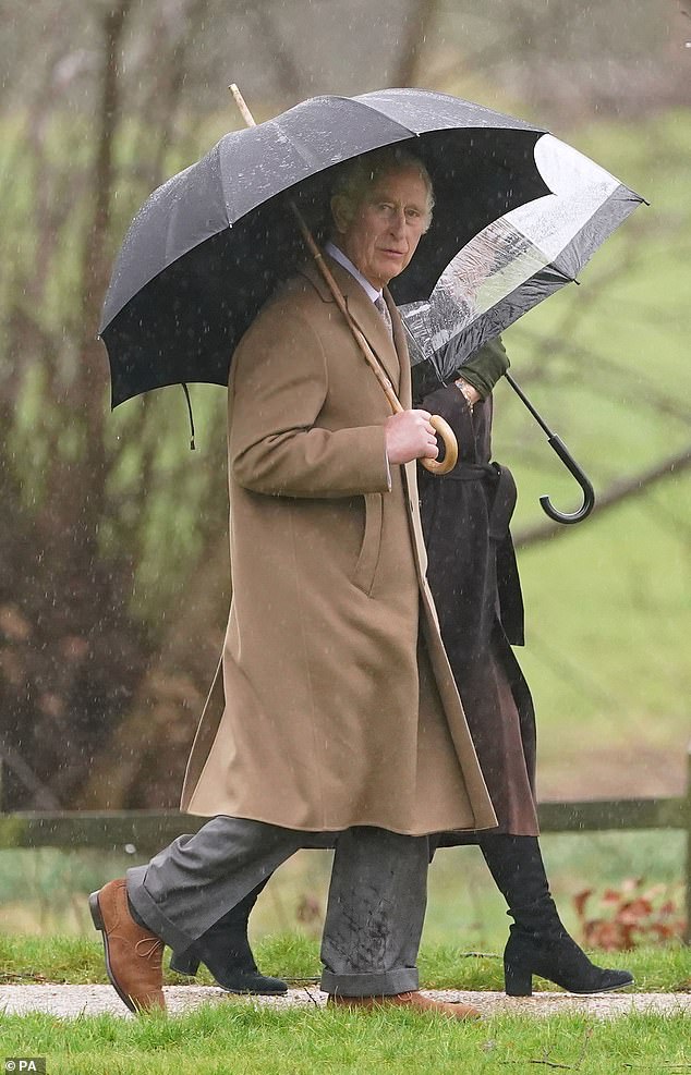 King Charles III and Queen Camilla attend a church service at St Mary Magdalene Church in Sandringham on Sunday