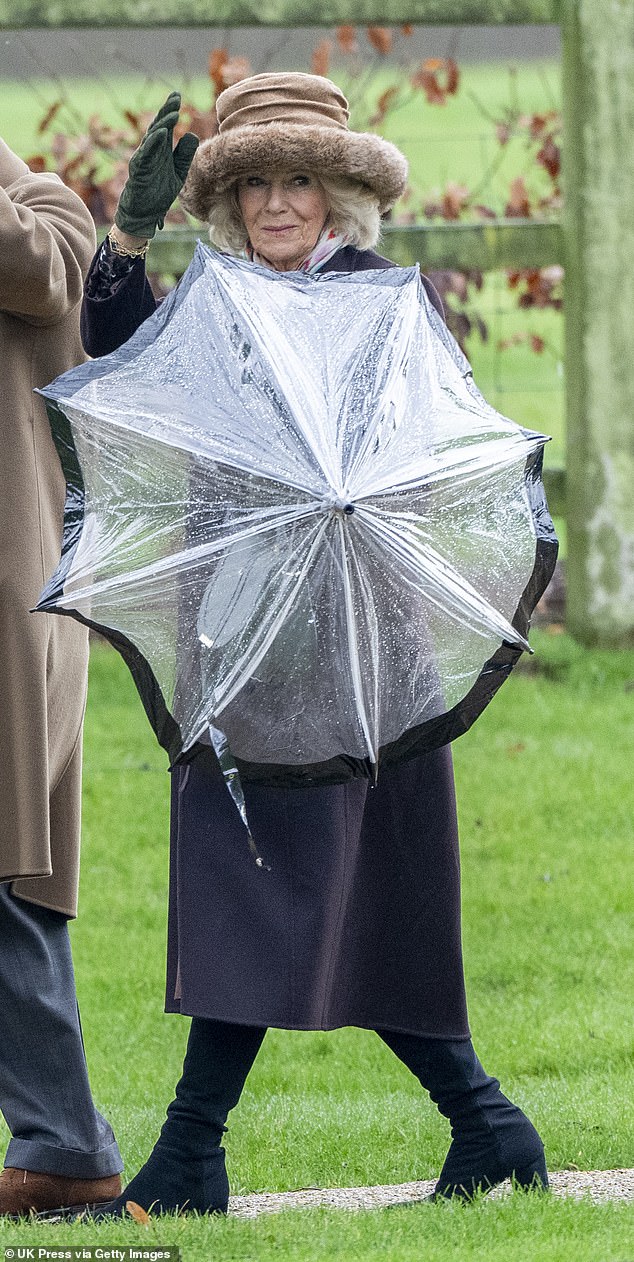 Queen Camilla attends the Sunday service at the Church of St Mary Magdalene