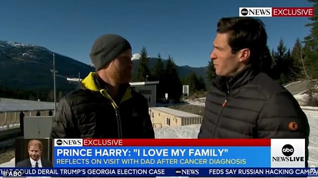 Prince Harry speaks to ABC's Good Morning America presenter Will Reeve in Canada this week