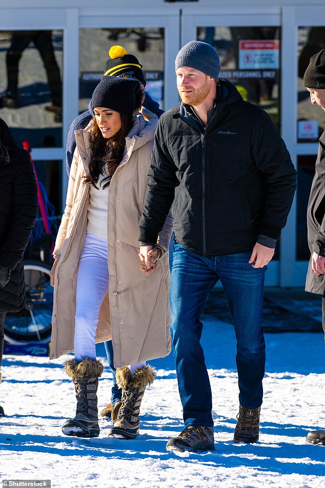 Prince Harry and Meghan Markle (pictured in Whistler this week) bought their Sussex.com website domain name from a British-born businessman, it has been revealed