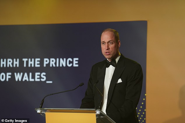 Prince William told the winners tonight that they are 'driven by courage, compassion and commitment – qualities shared by my mother'