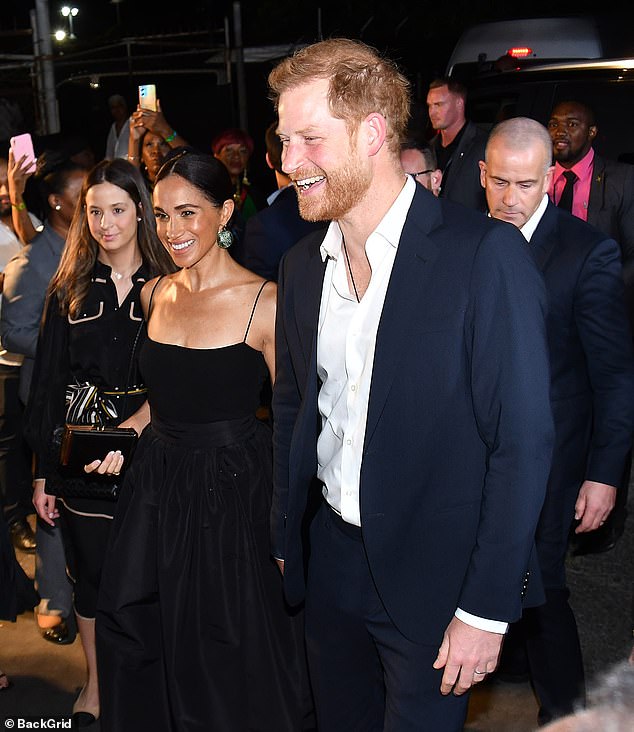 Prince Harry and Meghan Markle at a premiere for the One Love film in Jamaica on January 23