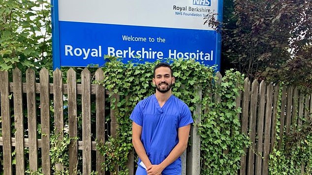 Yusuf (pictured outside Royal Berkshire Hospital) told how he arrived at the museum at 5.30pm after travelling down from Oxford where he is studying to be a junior doctor