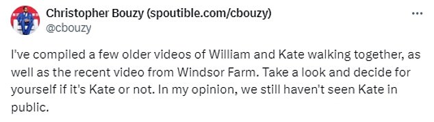 Earlier this week, the Tech CEO shared a compilation of clips of Kate and Prince William walking to compare it to a recent sighting of them shopping at a farm shop in Windsor