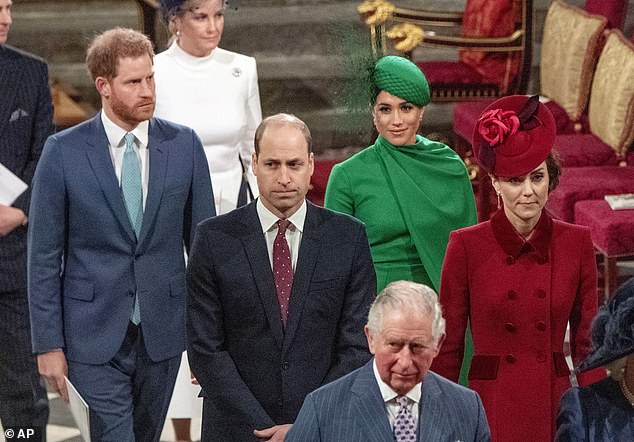 The brothers are together at Westminster Abbey in March 2020. It is the last official enagement for Harry and Meghan -  and the mood is sombre